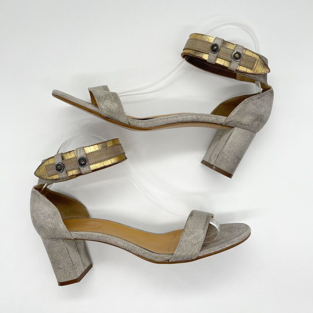Sundance Twilight Zephyr Metallic Sandals Size 41 Silver Leather Block Heel‎